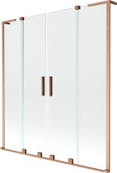 MEXEN/S - Velar L Duo dvojkrídlová posuvná vaňová zástena 140 x 150, transparent, meď kartáčovaná (896-140-003-02-65)