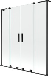 MEXEN/S - Velar L Duo dvojkrídlová posuvná vaňová zástena 160 x 150, transparent, čierna (896-160-003-02-70)
