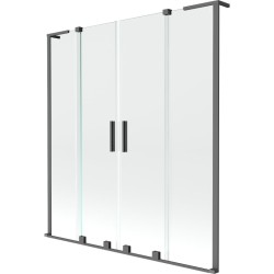 MEXEN/S - Velar L Duo dvojkrídlová posuvná vaňová zástena 160 x 150, transparent, grafit metal (896-160-003-02-95)