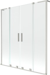 MEXEN/S - Velar L Duo dvojkrídlová posuvná vaňová zástena 160 x 150, transparent, nikel kartáčovaný (896-160-003-02-97)