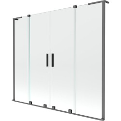 MEXEN/S - Velar L Duo dvojkrídlová posuvná vaňová zástena 200 x 150, transparent, grafit metal (896-200-003-02-95)
