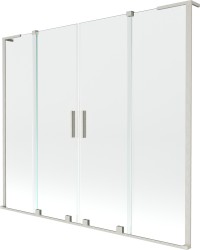 MEXEN/S - Velar L Duo dvojkrídlová posuvná vaňová zástena 200 x 150, transparent, nikel kartáčovaný (896-200-003-02-97)