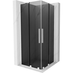 MEXEN/S - Velar L Duo sprchovací kút, posuvné dvere 100 x 100, grafit, biela (871-100-100-02-43-20)