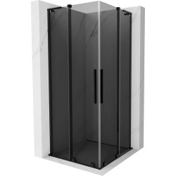 MEXEN/S - Velar L Duo sprchovací kút, posuvné dvere 100 x 100, grafit, čierna (871-100-100-02-43-70)