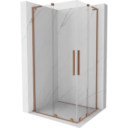 MEXEN/S - Velar L Duo sprchovací kút, posuvné dvere 100 x 90, transparent, meď kartáčovaná (871-100-090-02-03-65)