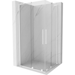 MEXEN/S - Velar L Duo sprchovací kút, posuvné dvere 90 x 80, transparent, biela (871-090-080-02-03-20)