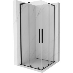 MEXEN/S - Velar L Duo sprchovací kút, posuvné dvere 90 x 90, transparent, čierna (871-090-090-02-03-70)