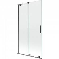 MEXEN/S - Velar L dvojkrídlová posuvná vaňová zástena 100 x 150, transparent, grafit kartáčovaná (896-100-003-01-66)