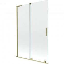 MEXEN/S - Velar L dvojkrídlová posuvná vaňová zástena 120 x 150, transparent, zlatá kartáčovaná (896-120-003-01-55)