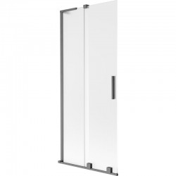 MEXEN/S - Velar L dvojkrídlová posuvná vaňová zástena 80 x 150, dekor, grafit kartáčovaná (896-080-003-31-66)