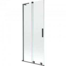 MEXEN/S - Velar L dvojkrídlová posuvná vaňová zástena 80 x 150, transparent, grafit kartáčovaná (896-080-003-01-66)