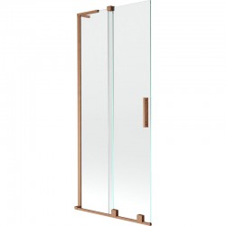 MEXEN/S - Velar L dvojkrídlová posuvná vaňová zástena 80 x 150, transparent, meď kartáčovaná (896-080-003-01-65)