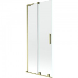 MEXEN/S - Velar L dvojkrídlová posuvná vaňová zástena 80 x 150, transparent, zlatá kartáčovaná (896-080-003-01-55)