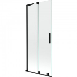 MEXEN/S - Velar L dvojkrídlová posuvná vaňová zástena 85 x 150, transparent, čierna (896-085-003-01-70)