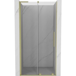 MEXEN/S - Velar L posuvné sprchové dvere 100, transparent, zlatá kartáčovaná (871-100-003-01-55)