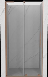 MEXEN/S - Velar L posuvné sprchové dvere 90, transparent, meď kartáčovaná (871-090-003-01-65)