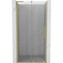 MEXEN/S - Velar L posuvné sprchové dvere 90, transparent, zlatá kartáčovaná (871-090-003-01-55)