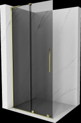 MEXEN/S - Velar L Sprchová zástena posuvná Walk-in 110 x 200, grafit 8 mm, zlato (871-110-003-43-50)