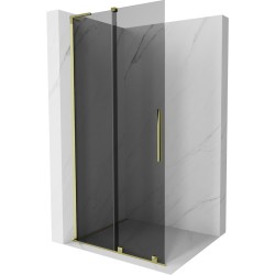 MEXEN/S - Velar L Sprchová zástena posuvná Walk-in 120 x 200, grafit 8 mm, zlato (871-120-003-43-50)