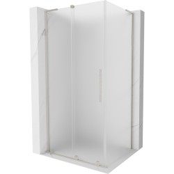 MEXEN/S - Velar L sprchovací kút, posuvné dvere 100 x 90, dekor, nikel kartáčovaný (871-100-090-33-97)