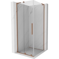 MEXEN/S - Velar L sprchovací kút, posuvné dvere 110 x 110, transparent, meď kartáčovaná (871-110-110-03-65)