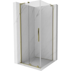 MEXEN/S - Velar L sprchovací kút, posuvné dvere 110 x 110, transparent, zlato (871-110-110-03-50)