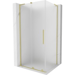 MEXEN/S - Velar L sprchovací kút, posuvné dvere 120 x 90, dekor, zlato kartáčovaná (871-120-090-33-55)