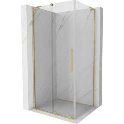 MEXEN/S - Velar L sprchovací kút, posuvné dvere 120 x 90, transparent, zlato kartáčovaná (871-120-090-03-55)