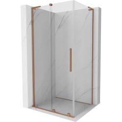 MEXEN/S - Velar L sprchovací kút, posuvné dvere 90 x 110, transparent, meď kartáčovaná (871-090-110-03-65)