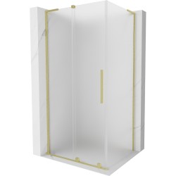 MEXEN/S - Velar L sprchovací kút, posuvné dvere 90 x 70, dekor, zlato kartáčovaná (871-090-070-33-55)