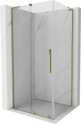 MEXEN/S - Velar L sprchovací kút, posuvné dvere 90 x 75, transparent, zlato (871-090-075-03-50)