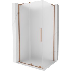 MEXEN/S - Velar L sprchovací kút, posuvné dvere 90 x 85, dekor, meď kartáčovaná (871-090-085-33-65)