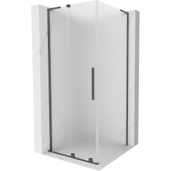 MEXEN/S - Velar L sprchovací kút, posuvné dvere 90 x 90, dekor, grafit kartáčovaná (871-090-090-33-66)