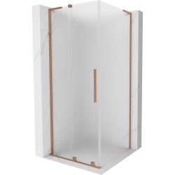 MEXEN/S - Velar L sprchovací kút, posuvné dvere 90 x 90, dekor, meď kartáčovaná (871-090-090-33-65)