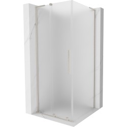 MEXEN/S - Velar L sprchovací kút, posuvné dvere 90 x 90, dekor, nikel kartáčovaný (871-090-090-33-97)