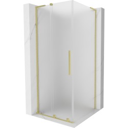 MEXEN/S - Velar L sprchovací kút, posuvné dvere 90 x 90, dekor, zlato kartáčovaná (871-090-090-33-55)