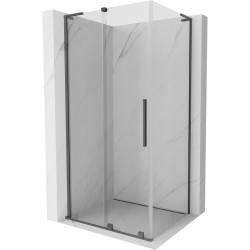 MEXEN/S - Velar L sprchový kút, posuvné dvere 90 x 75, transparent, grafit metal (871-090-075-03-95)