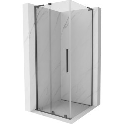 MEXEN/S - Velar L sprchový kút, posuvné dvere 90 x 90, transparent, grafit metal (871-090-090-03-95)