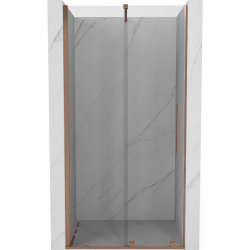 MEXEN/S - Velár posuvné sprchové dvere 80, transparent, kartáčovaná meď (871-080-000-01-65)