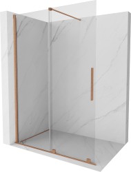 MEXEN/S - Velár posuvné sprchové dvere Walk-in 160, transparent, kartáčovaná meď (871-160-000-03-65)