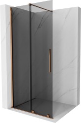 MEXEN/S - Velar Sprchová zástena posuvná Walk-in 120 x 200, grafit 8 mm, ružové zlato (871-120-000-43-60)