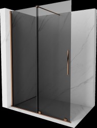 MEXEN/S - Velar Sprchová zástena posuvná Walk-in 140 x 200, grafit 8 mm, ružové zlato (871-140-000-43-60)