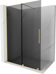 MEXEN/S - Velar Sprchová zástena posuvná Walk-in 140 x 200, grafit 8 mm, zlato kartáčovaná (871-140-000-43-55)