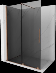 MEXEN/S - Velar Sprchová zástena posuvná Walk-in 150 x 200, grafit 8 mm, meď kartáčovaná (871-150-000-43-65)