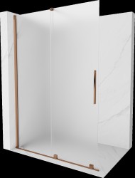 MEXEN/S - Velar Sprchová zástena posuvná Walk-in 160 x 200, dekor 8 mm, ružové zlato (871-160-000-33-60)