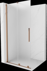 MEXEN/S - Velar Sprchová zástena posuvná Walk-in 90 x 200, dekor 8 mm, ružové zlato (871-090-000-33-60)