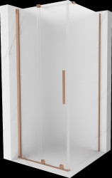 MEXEN/S - Velár sprchovací kút, posuvné dvere 90 x 90, dekor, meď kartáčovaná (871-090-090-31-65)