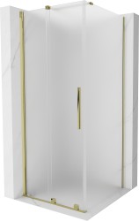 MEXEN/S - Velár sprchovací kút, posuvné dvere 90 x 90, dekor, zlato (871-090-090-31-50)