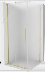 MEXEN/S - Velár sprchovací kút, posuvné dvere 90 x 90, dekor, zlato kartáčovaná (871-090-090-31-55)