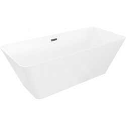 MEXEN/S - Velo Slim voľne stojaca vaňa 170 x 75, biela, sifón a prepad čierna (52811707500-70)